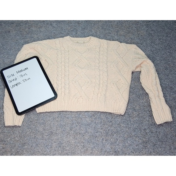 Altar'd State Cable Knit Sweater Medium Cream Pullover Long Sleeve - Picture 1 of 6